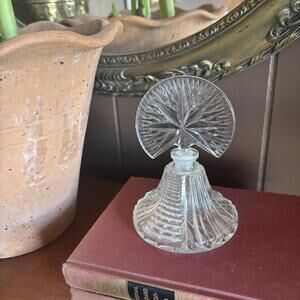 Vintage Art Deco Glass Perfume Bottle‎ with Starburst Fan Stopper